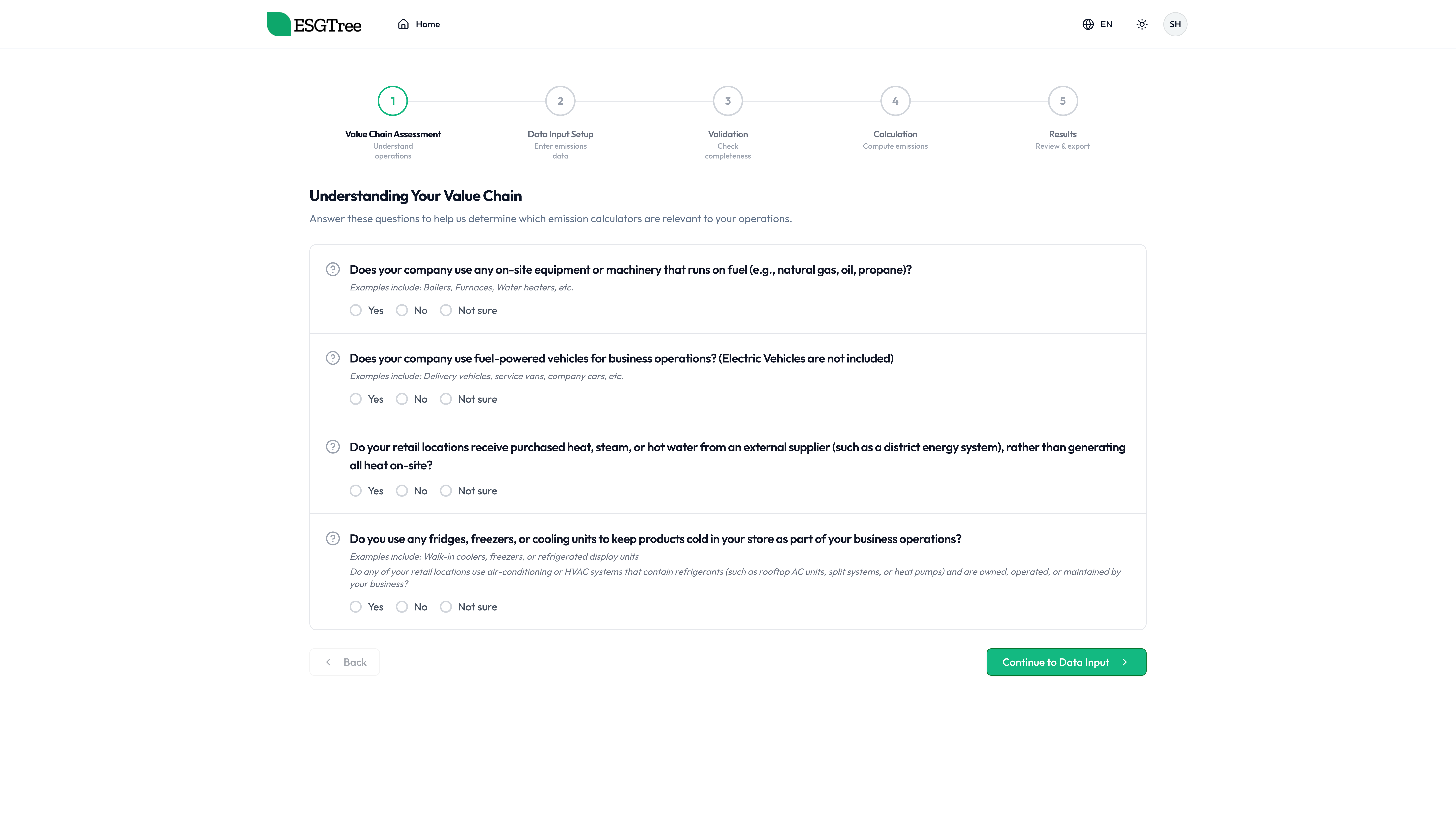 SME and portfolio company wizard for guided data entry with AI parsing of documents.