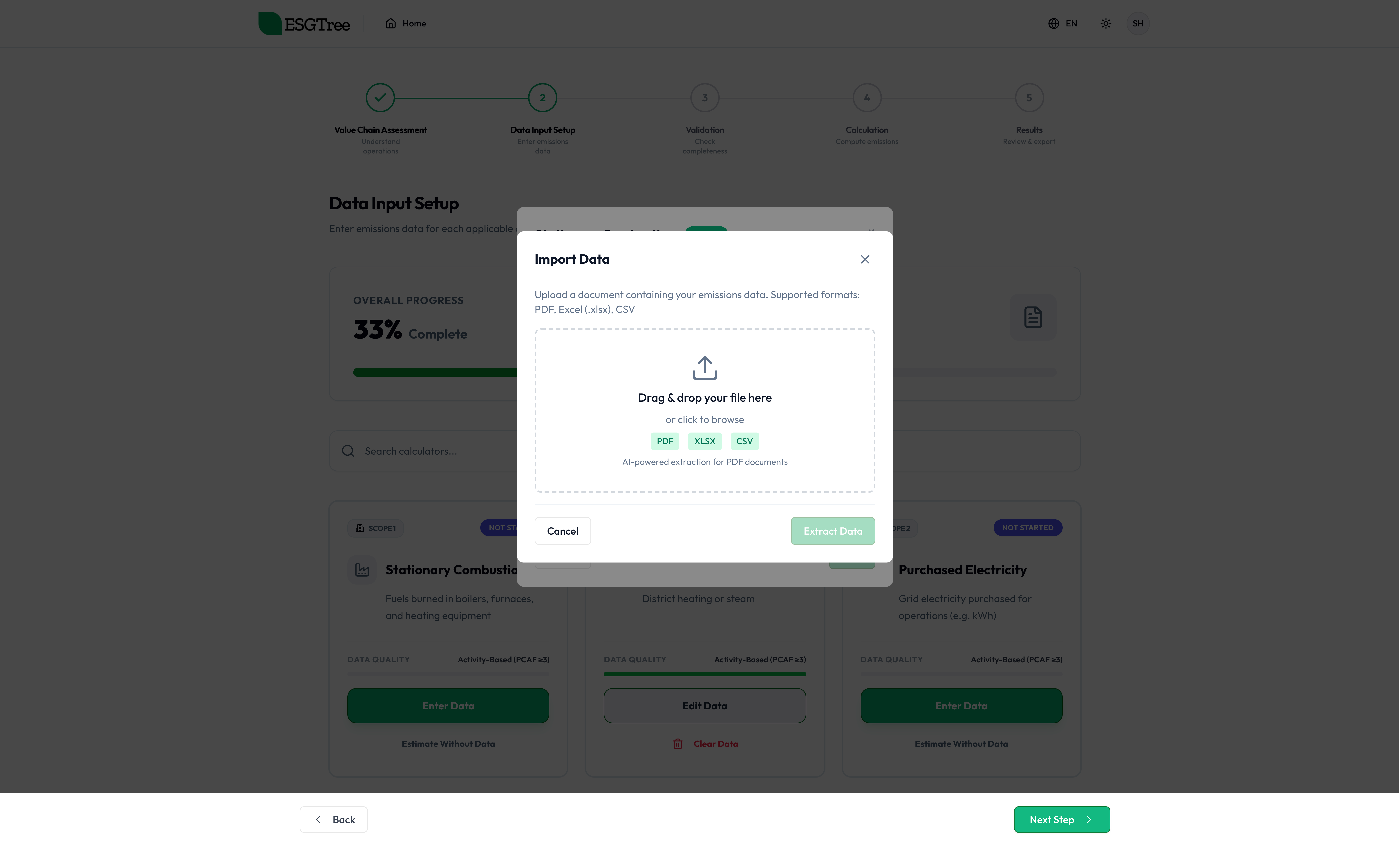 File and bull uploads, powered by AI parsing and human-in-the-loop verification.